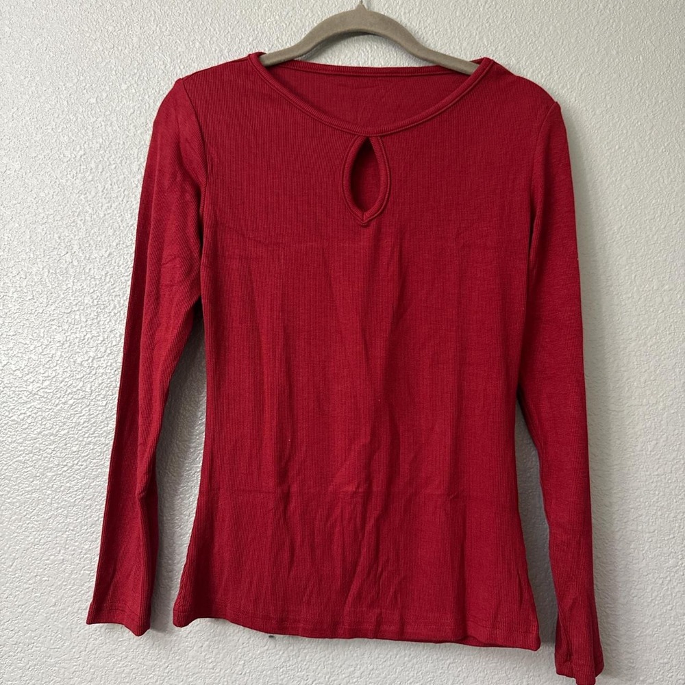 Womens Sexy Asymmetrical Neck Long Sleeve Peekaboo Shirt